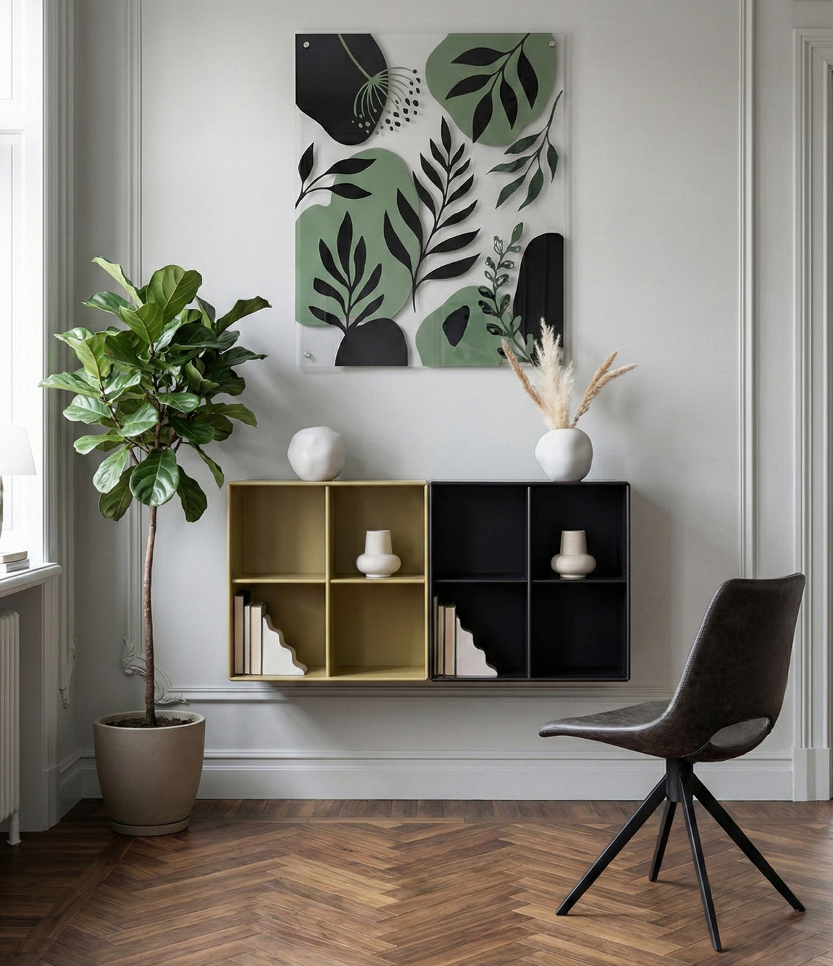 Atlanta Quadrant-vägghylla Oliv