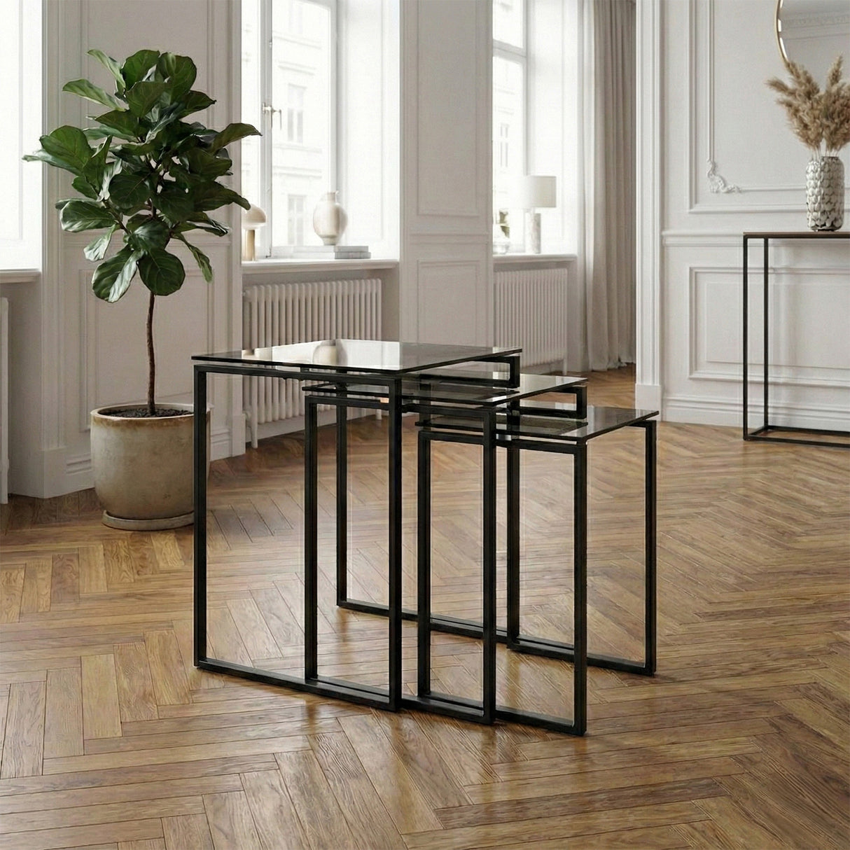 Benz Satsbord 55x50x50 cm Svart/Glas