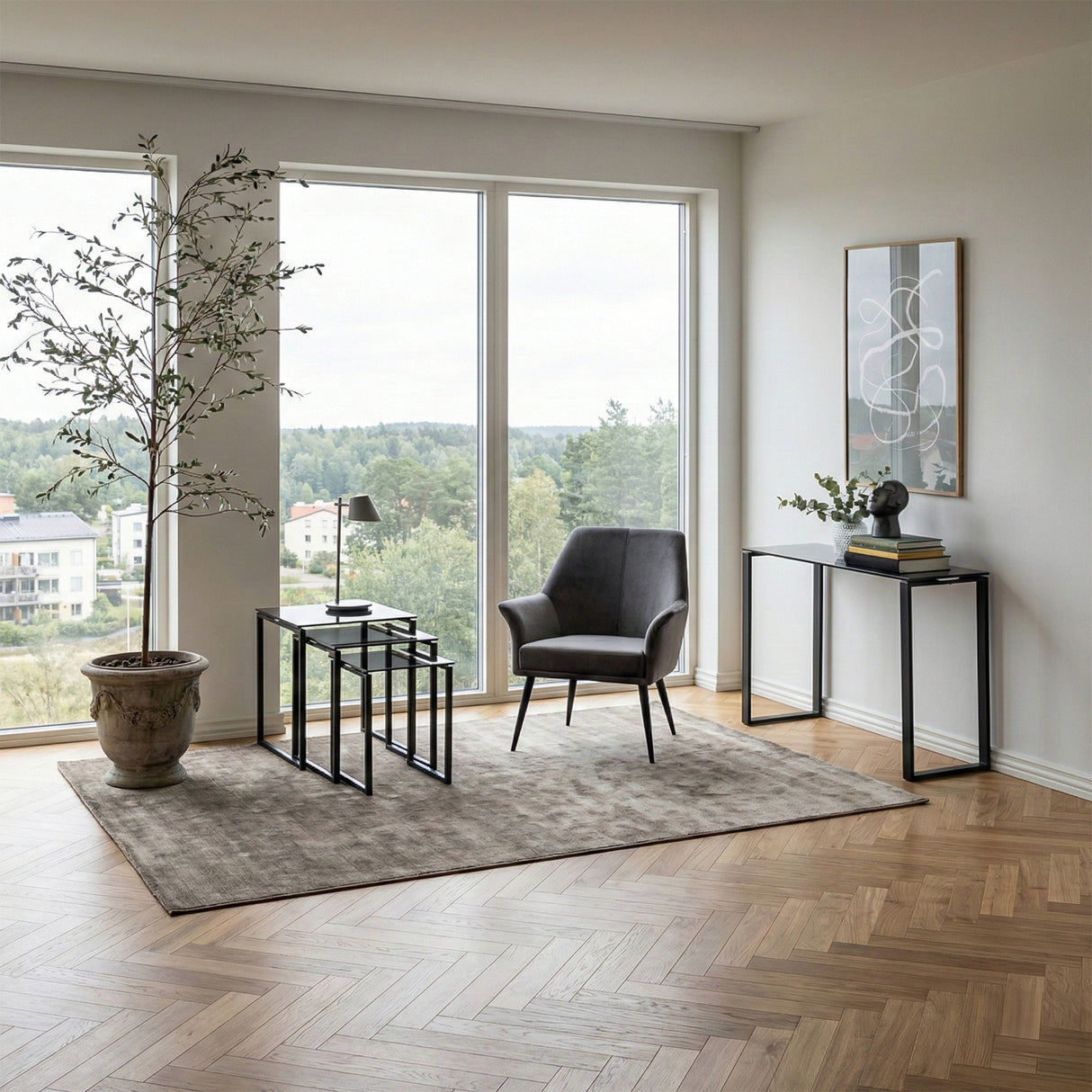 Benz Satsbord 55x50x50 cm Svart/Glas