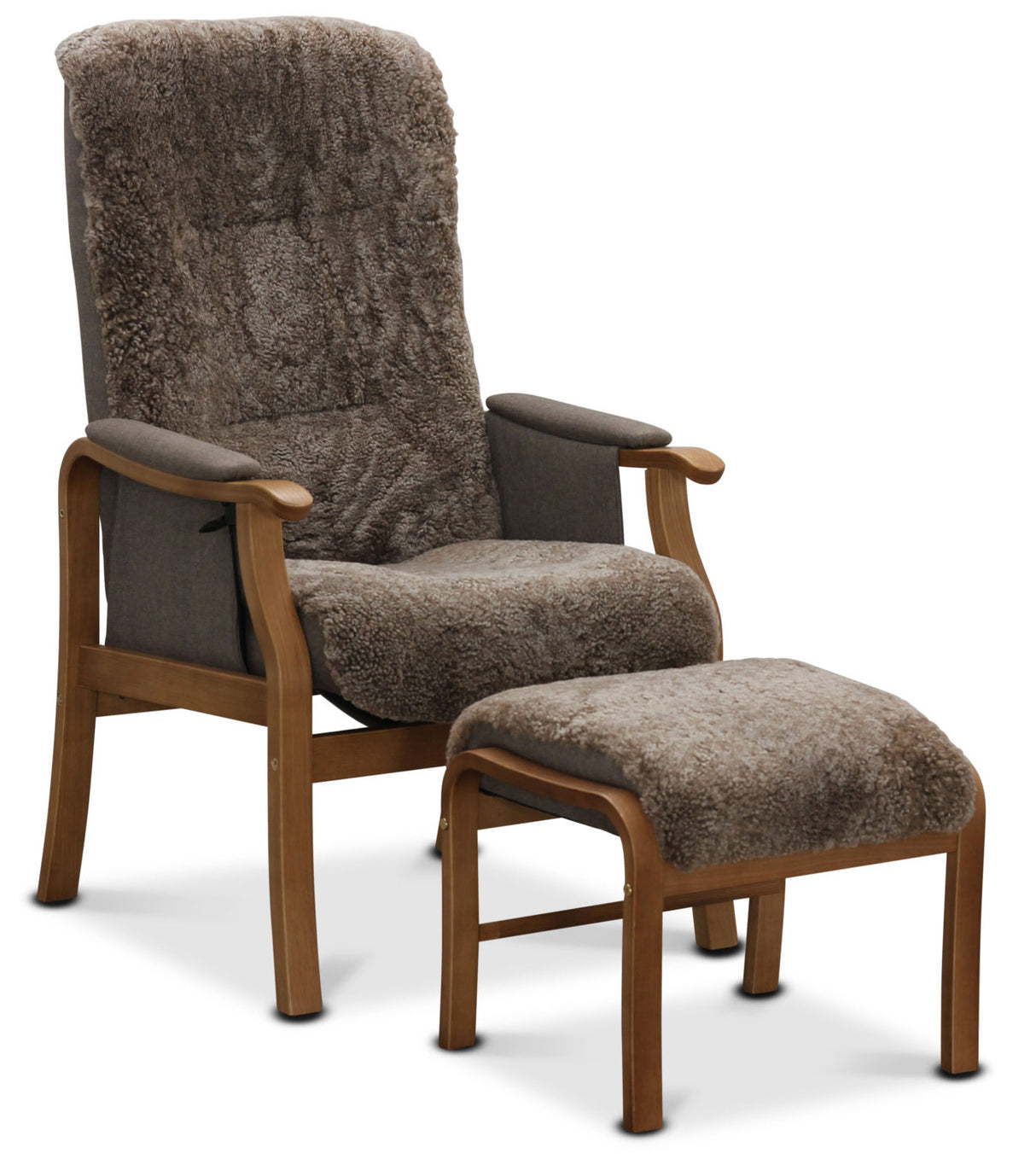 Bergen Reclinerfåtölj ink Pall Fårskinn Sahara