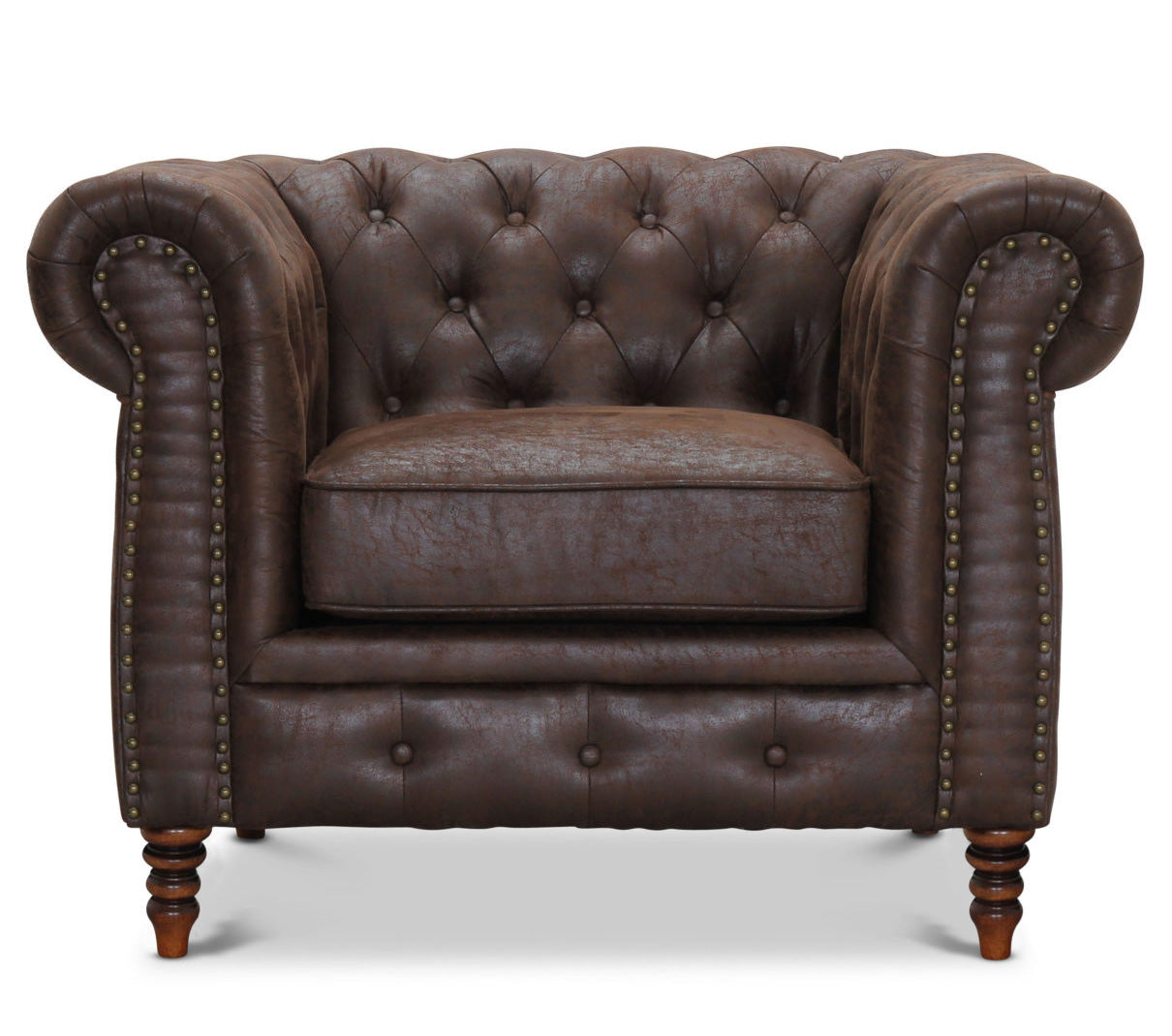 Cambridge Chesterfield Fåtölj Brunt Vintage tyg