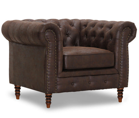 Cambridge Chesterfield Fåtölj Brunt Vintage tyg