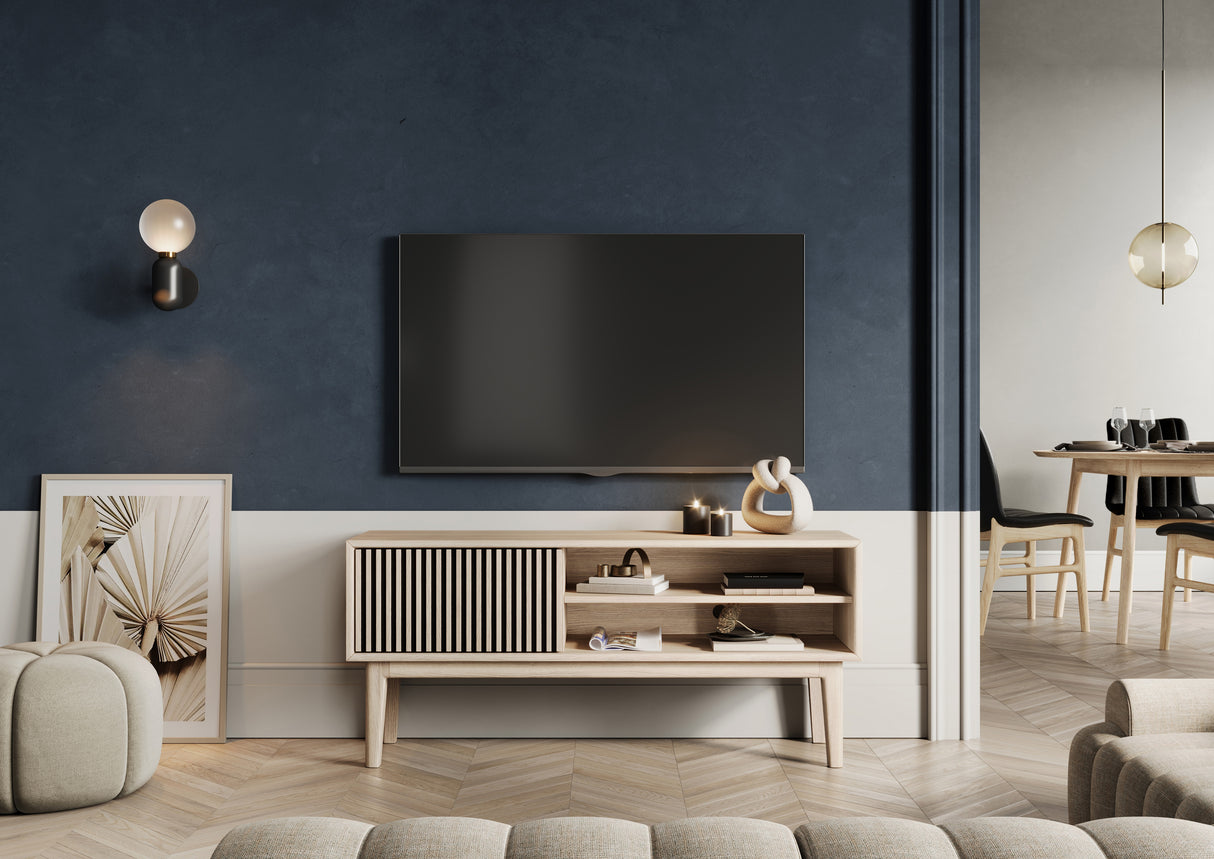 Broholm TV-Bänk Lameller Vitoljad Ek