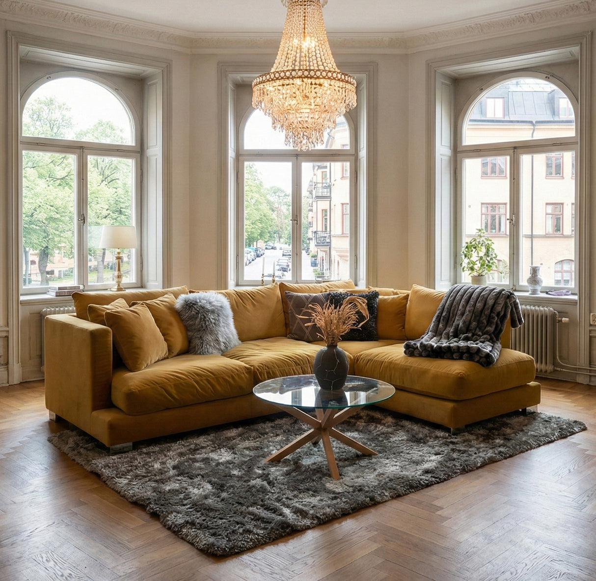 Verdun Soffbord Rund 82 cm Glas/Ek