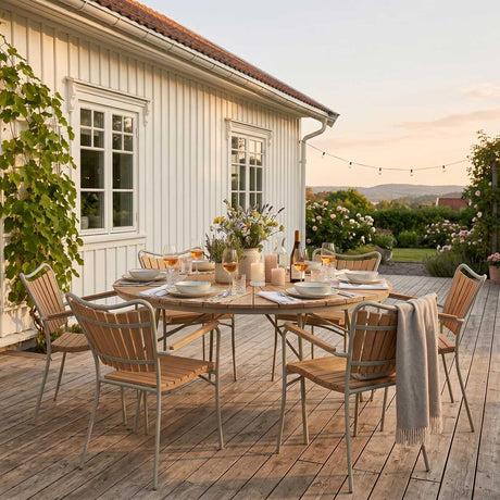 Ellen Trädgårdsbord i Teak och Aluminium 150 cm, Sandy Grey