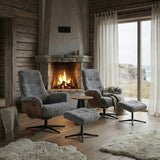 Fårö Snurrfåtölj ink Pall Fårskinn Grafit