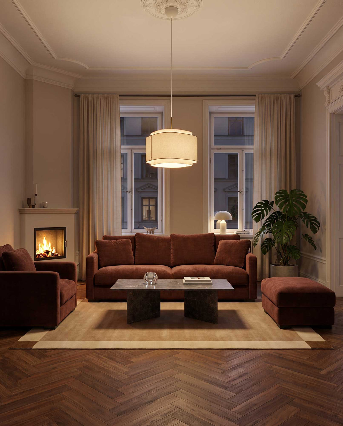 Grim 3-sits XL Soffa Golden Burgundy