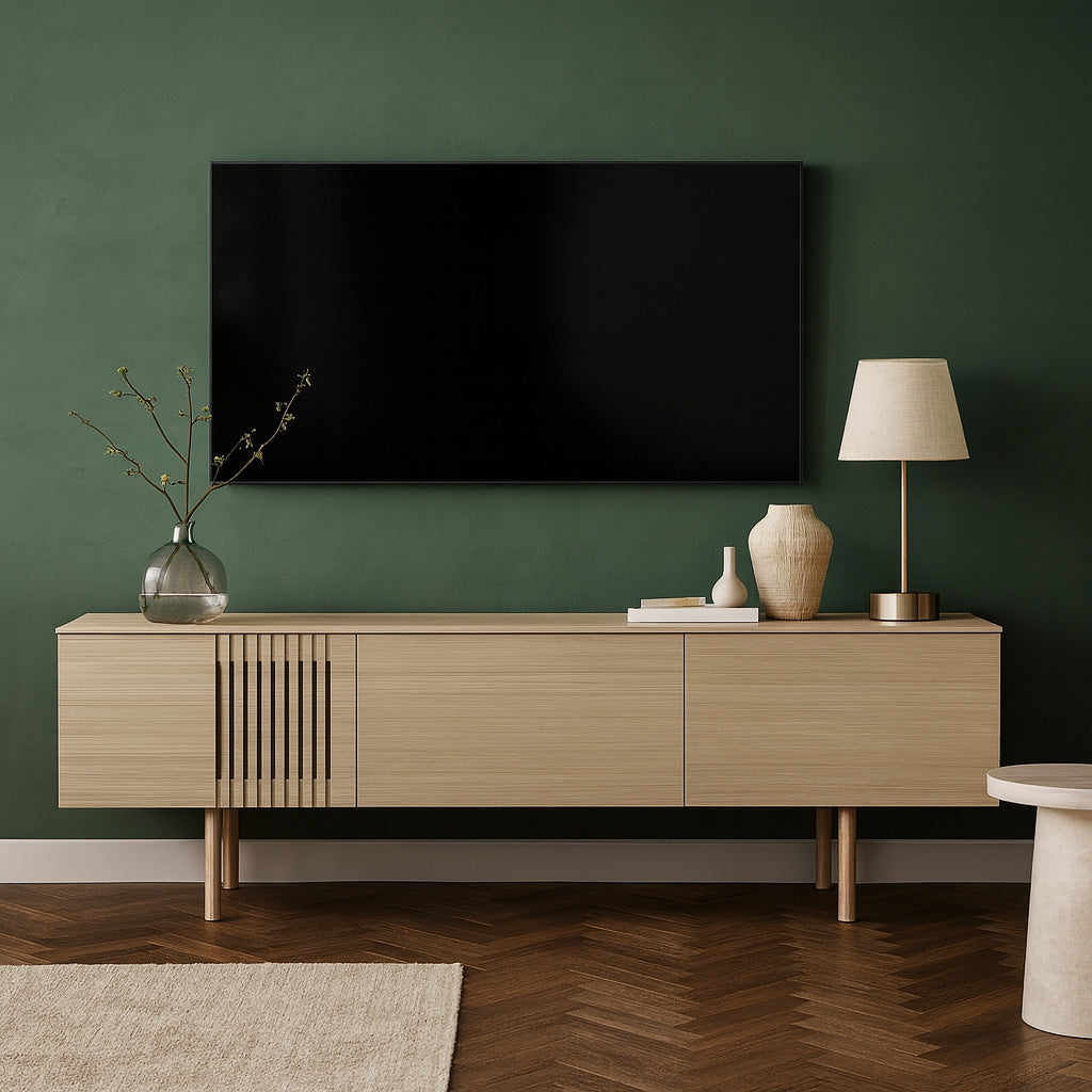 Joel Mediabänk 150 cm Vitoljad Ek