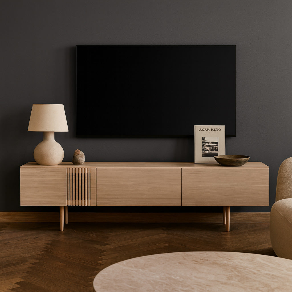 Joel Mediabänk 180 cm Vitoljad Ek