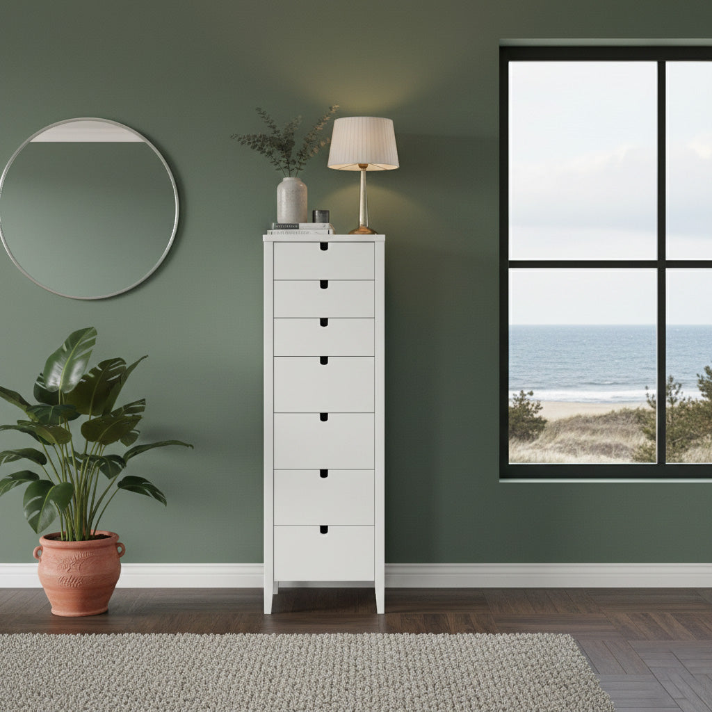 Klinte Byrå 7 Lådor Vit