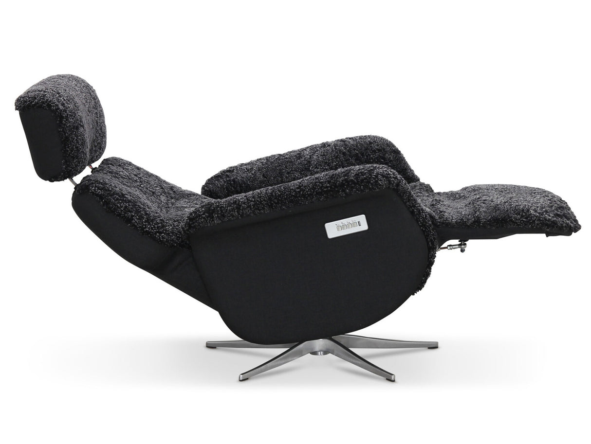 Lissabon Fåtölj Elektrisk Recline Fårskinn Mörkgrå