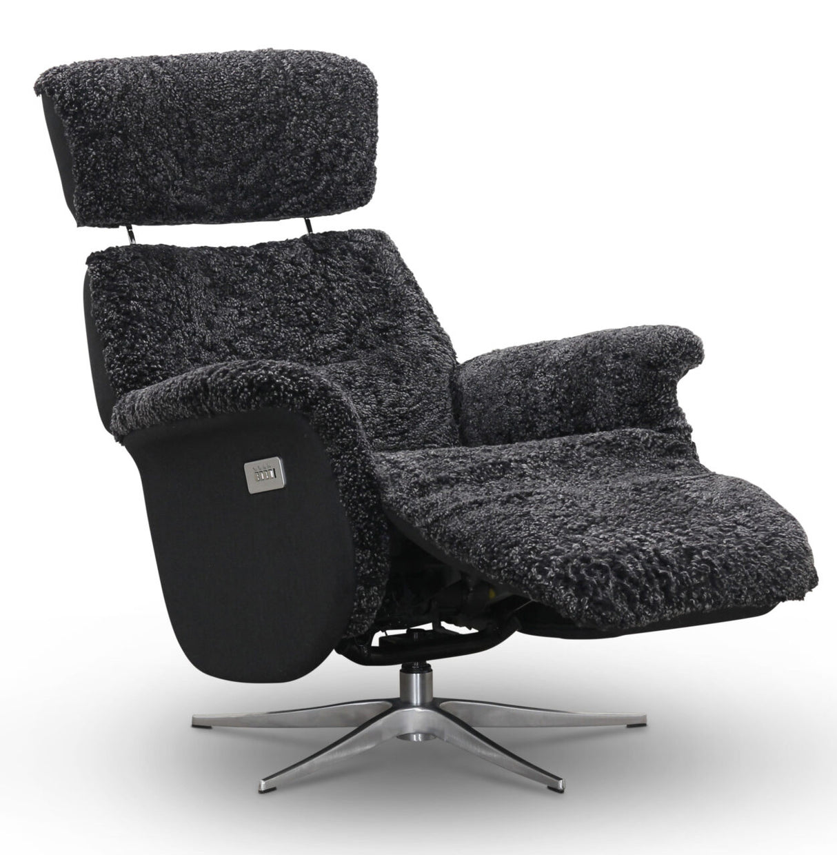 Lissabon Fåtölj Elektrisk Recline Fårskinn Mörkgrå