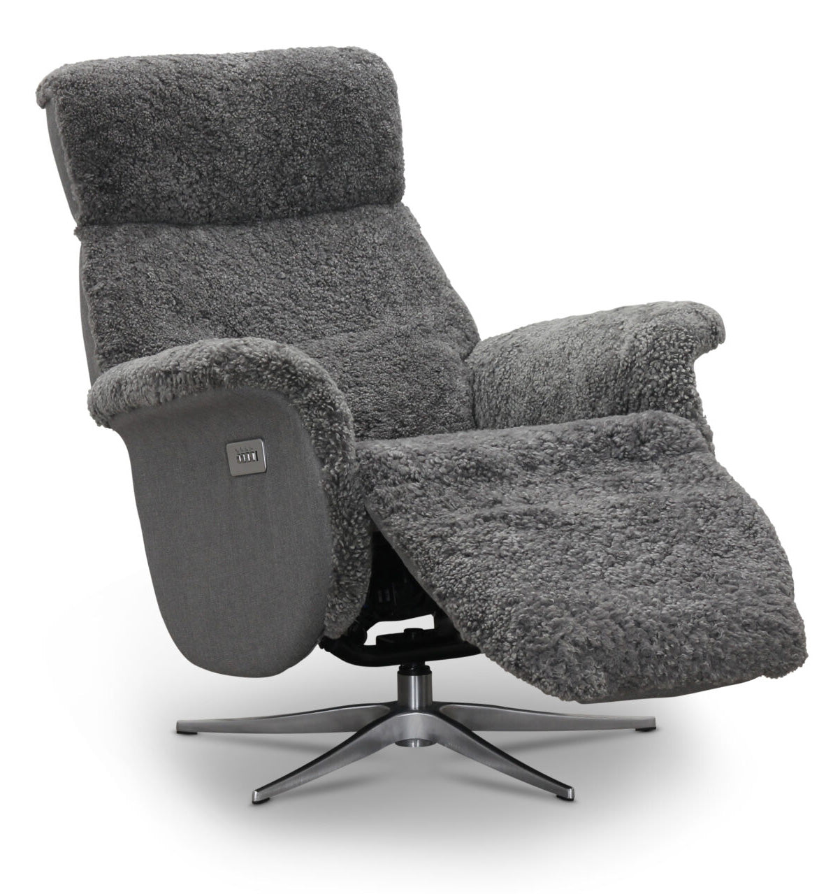 Lissabon Fåtölj Elektrisk Recline Fårskinn Ljusgrå
