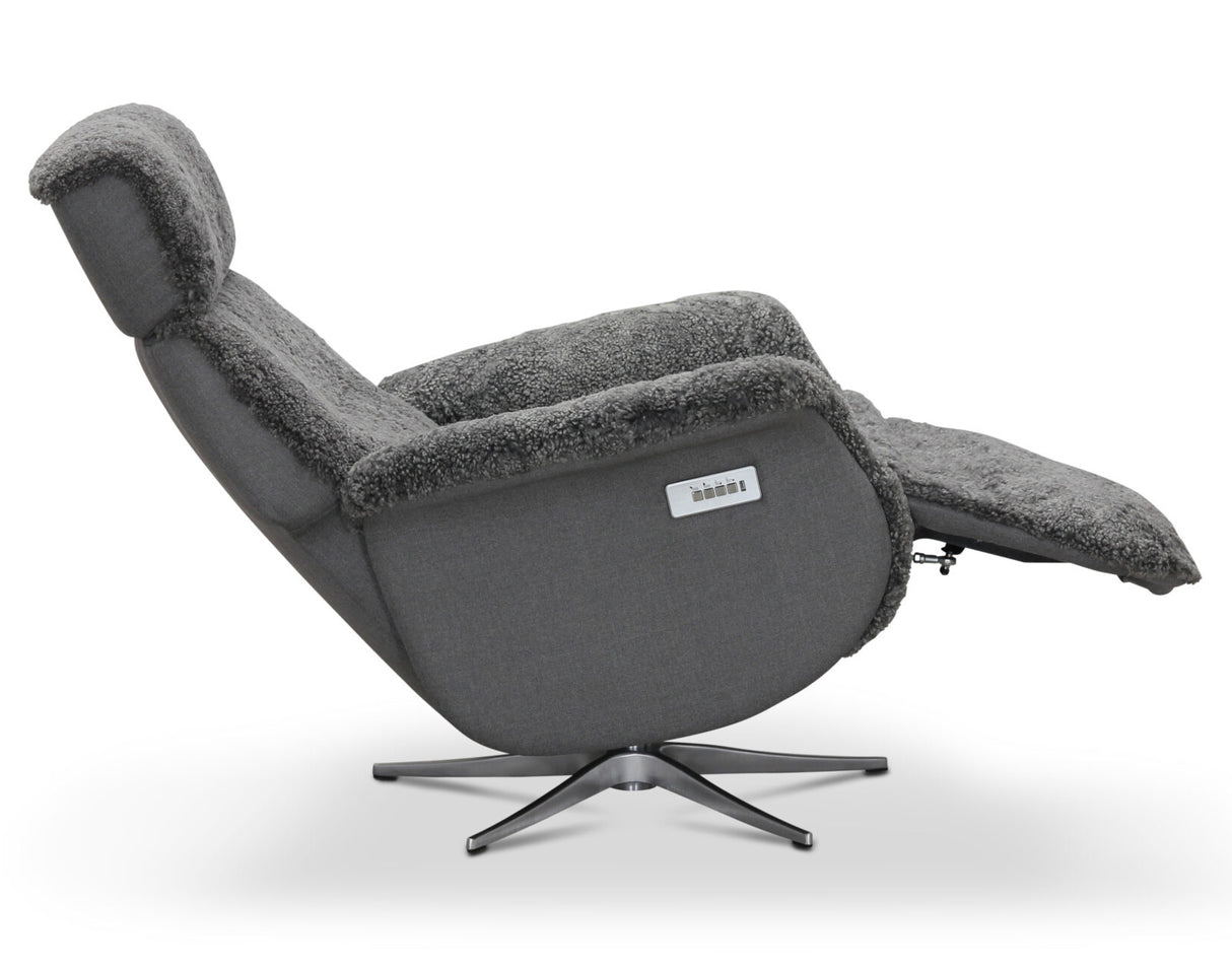 Lissabon Fåtölj Elektrisk Recline Fårskinn Ljusgrå