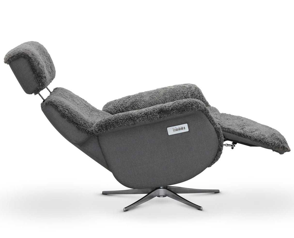 Lissabon Fåtölj Elektrisk Recline Fårskinn Ljusgrå