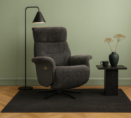 Lissabon Fåtölj Elektrisk Recline Fårskinn Ljusgrå