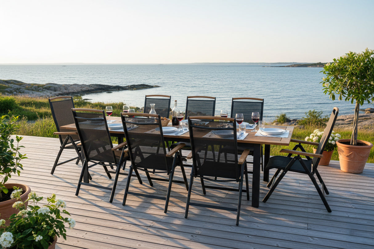 Lyon Bord 100x224-304 cm Svart/Teak