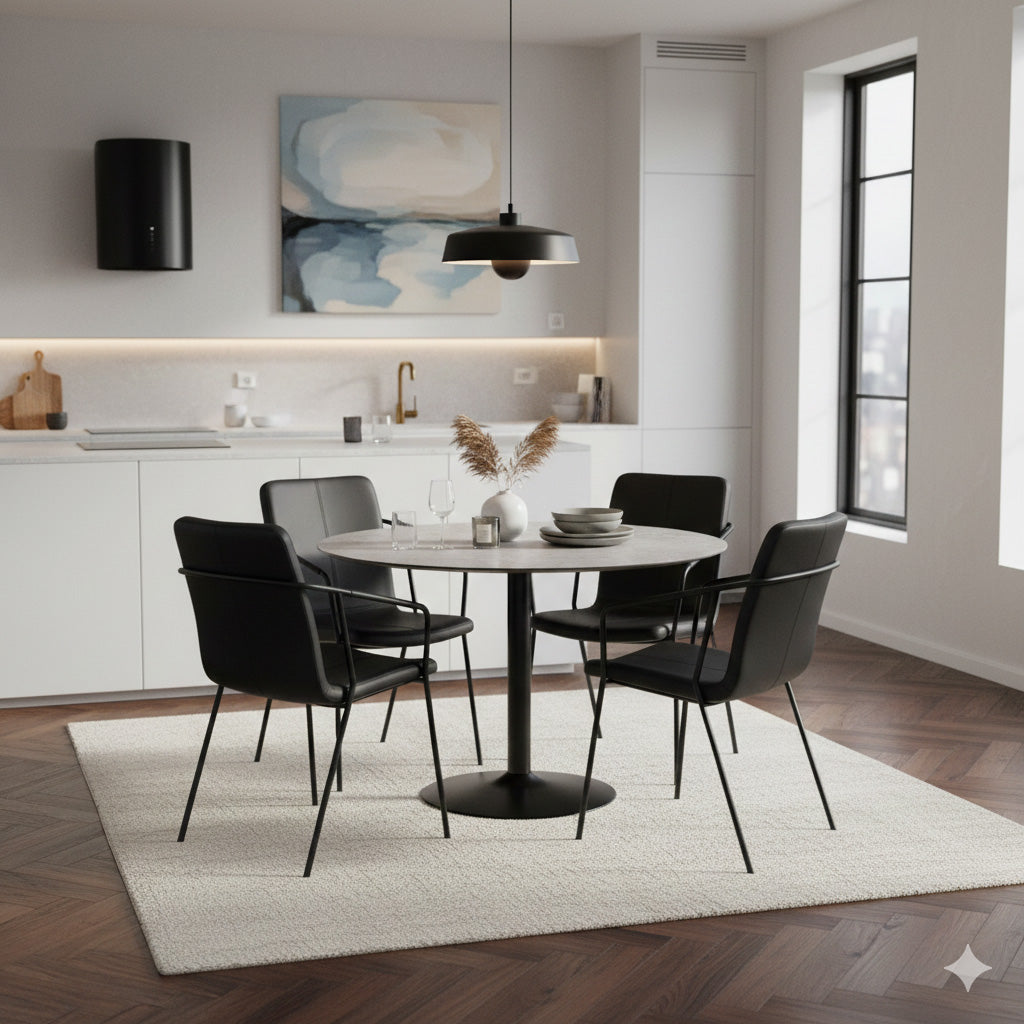 Miles Matbord Ø 110 cm Sandstenslaminat, Trumpfot