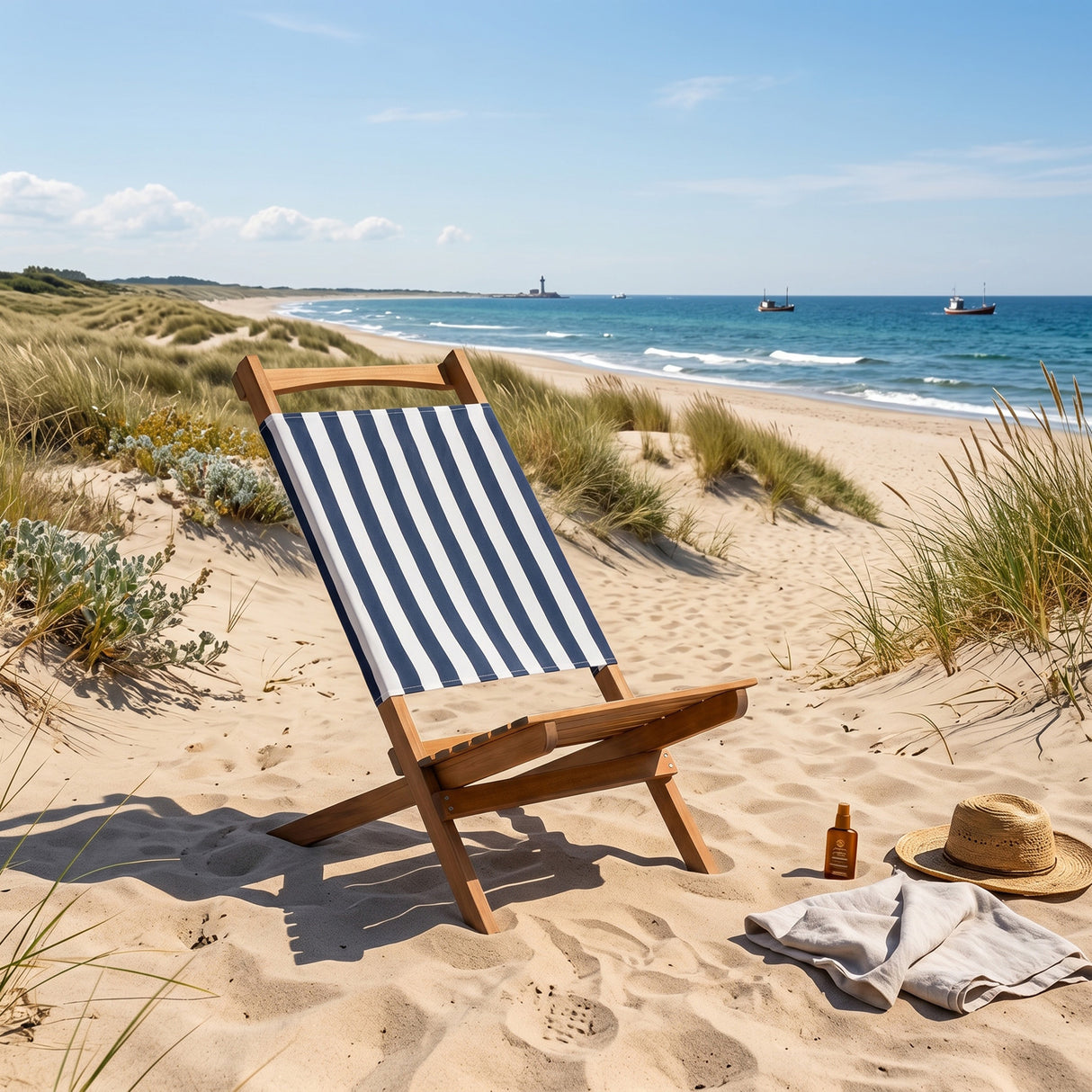 Mölle Solstol Blå/Vit
