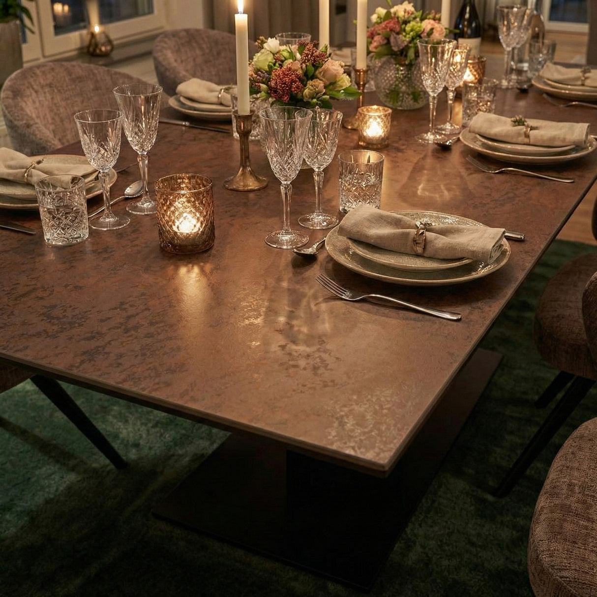 Murcia Matbord 200x100 cm Keramik Rostbrun