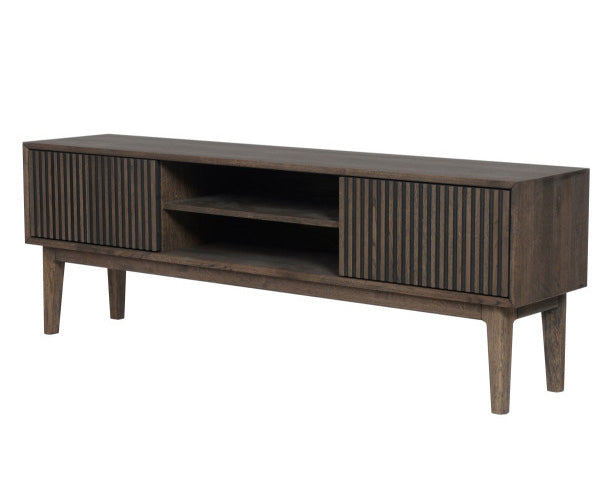 Broholm TV-Bänk XL Lameller Rökfärgad Ek