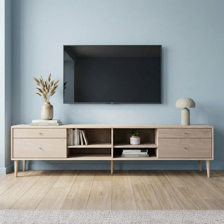 Nordik Mediabänk 200 cm Vitoljad ek