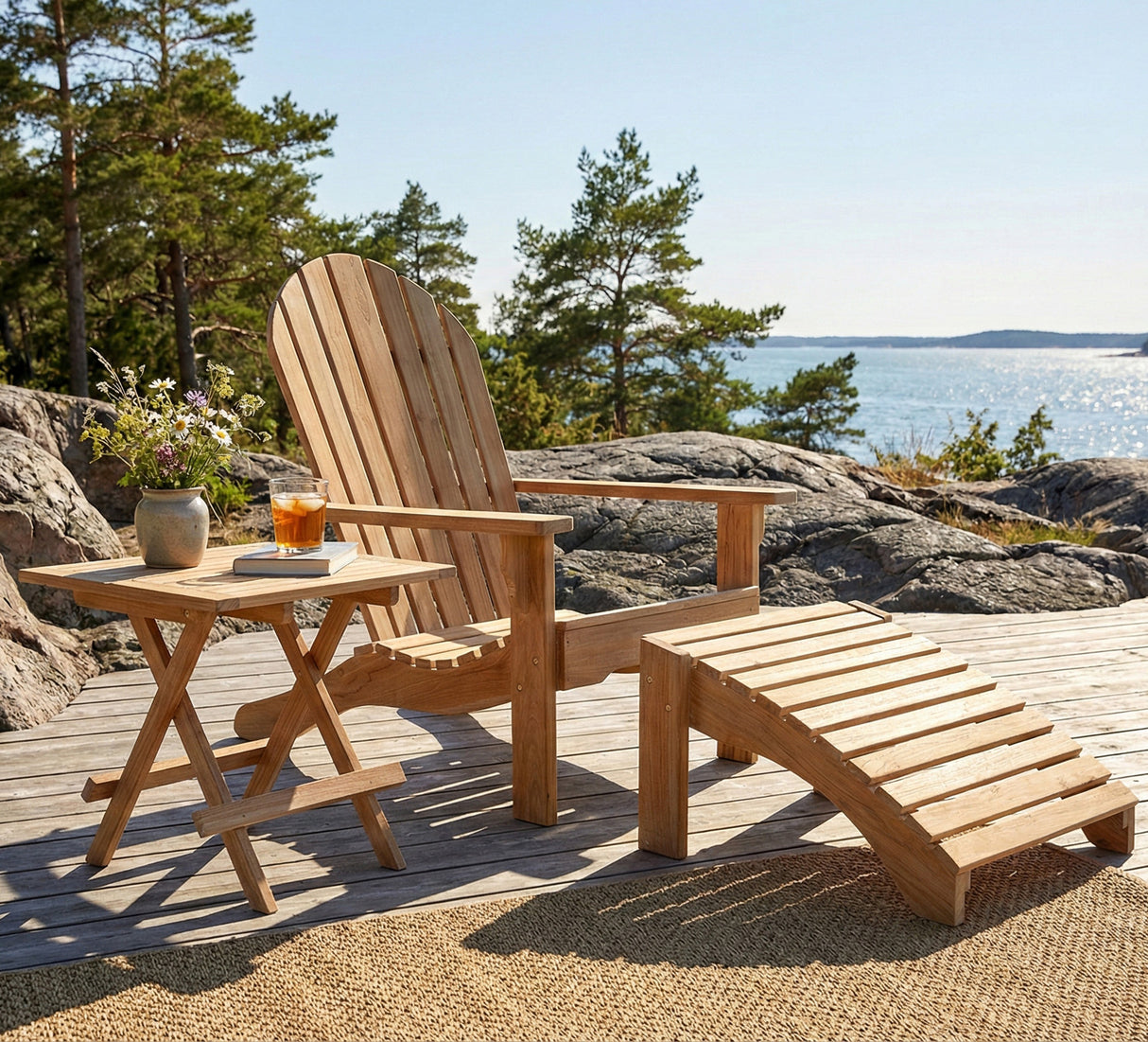 Opal Bord Vitblästrad Teak