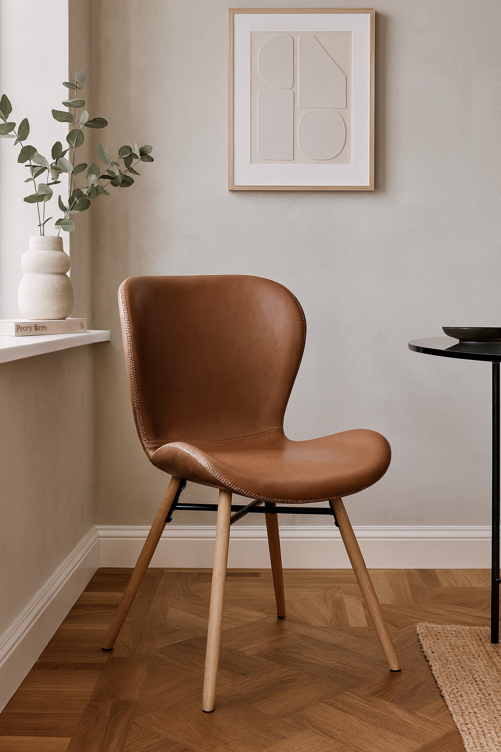 Sedan Matstol PU retro Konjak/Ek