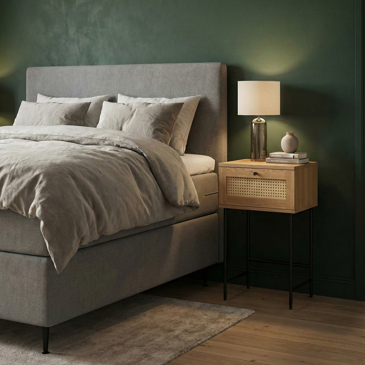 Segmento Sängbord 45x45 cm 1 Låda Naturlig