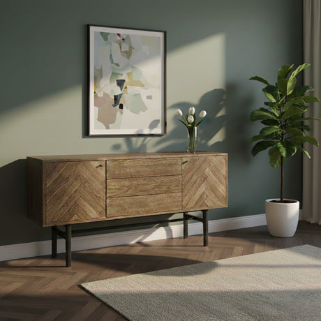 Sideboard Nr.230 Fiskbensdörrar 180x85 cm Rökoljad Ek