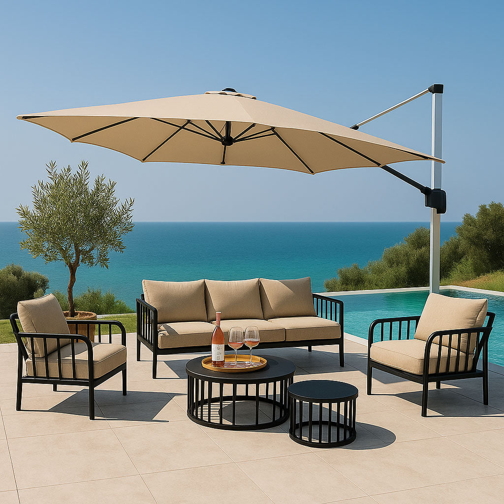 Vitoria Frihängande Parasoll 3x4m Beige