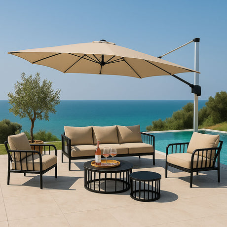 Vitoria Frihängande Parasoll 3x4m Beige