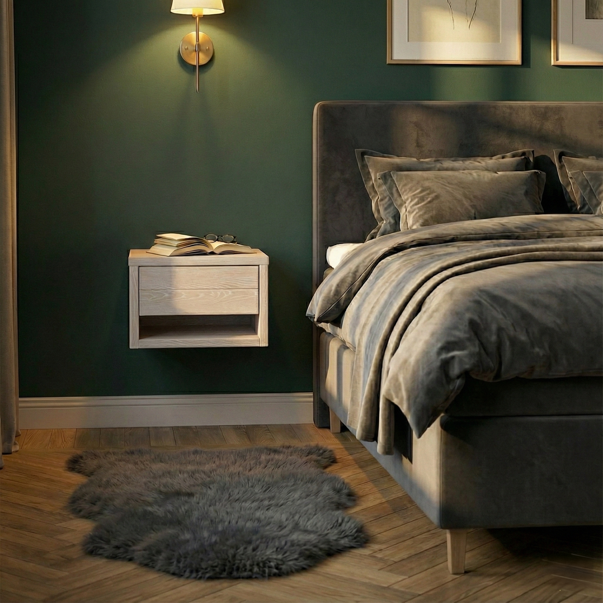 Trace Sängbord Vägghängd Vitoljad ek