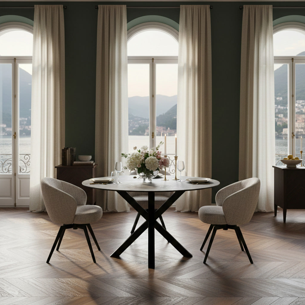 Verdun Matbord Rund 119 cm Grå Keramik