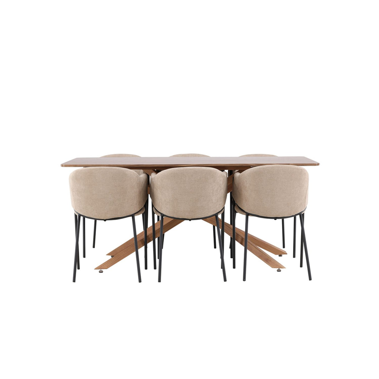 Piazza, Evelina Rektangulär matgrupp Beige,Svart, Mocca, 180 x 90