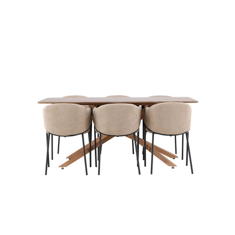 Piazza, Evelina Rektangulär matgrupp Beige,Svart, Mocca, 180 x 90