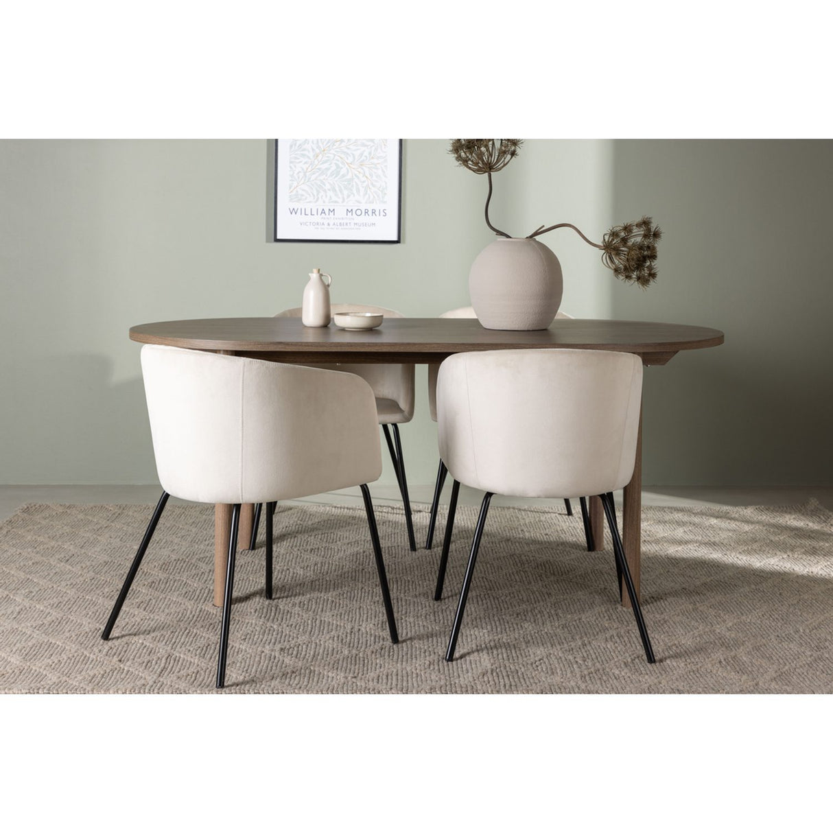 Andy, Berit Oval matgrupp Beige,Svart, Natur, 180 x 90