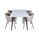 Jimmy, Berit Rektangulär matgrupp Beige, Svart, Svart,Vitt, 150 x 90