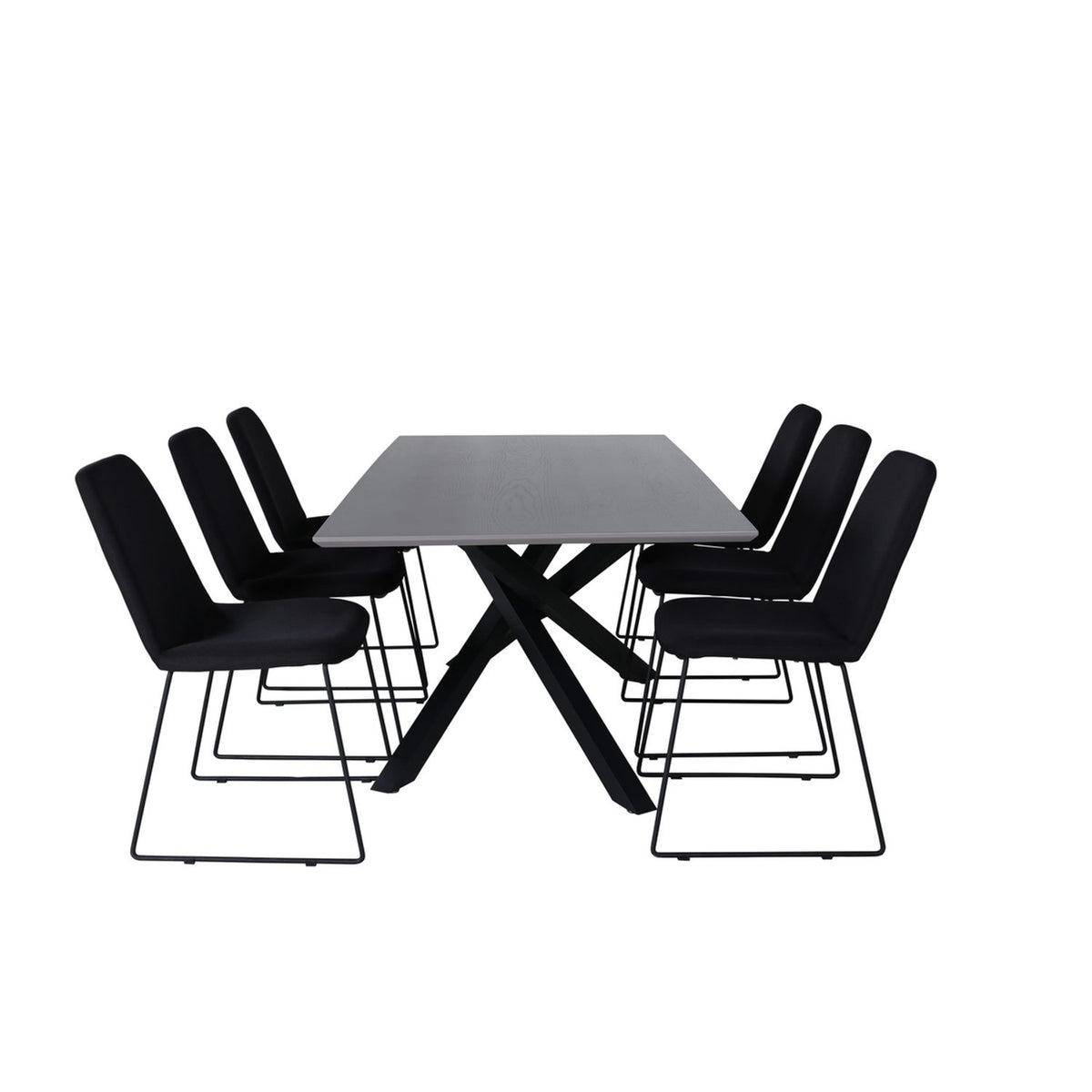Piazza, Muce Rektangulär matgrupp Svart, Svart, mörkgrå, 180 x 90