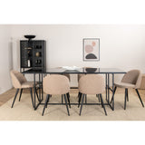 Leif, Velvet Rektangulär matgrupp Beige, Svart, Svart, 200 x 90