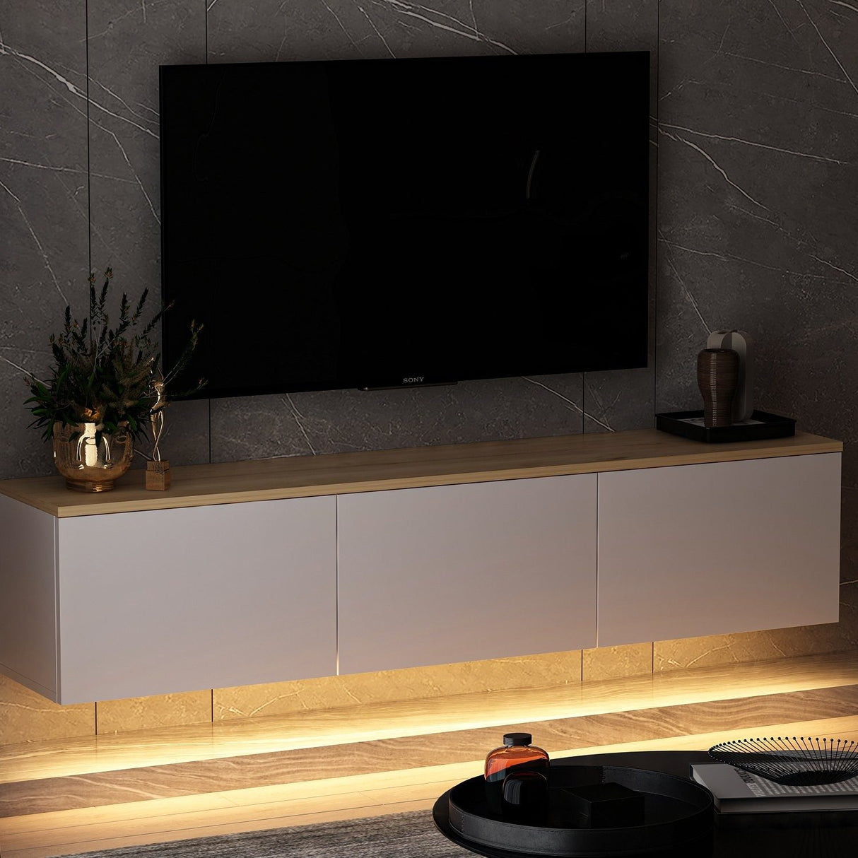 Reykjavik (160 x 35 x 32 cm) vit ek TV-bänk