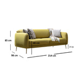 Sevilla 3-sits (214 x 98 x 85 cm) 3-sits bäddsoffa Gul