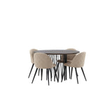 Stone, Velvet Rund matgrupp Beige, Mocka, 4st