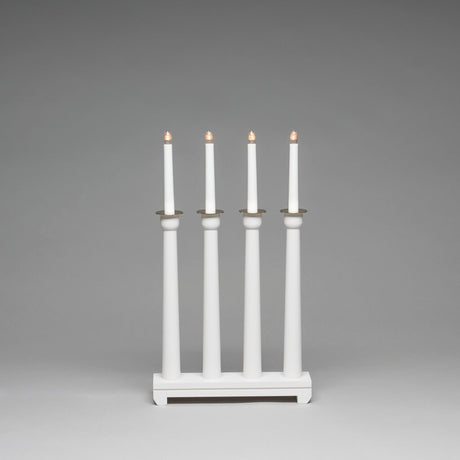 4 Ljus Trä 50 cm Elljusstake Vit