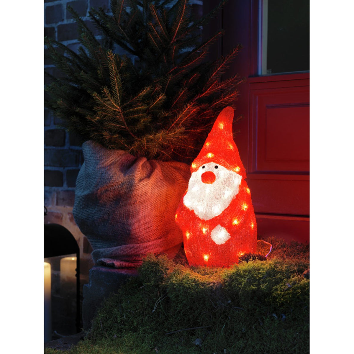 Tomte akryl 38cm 40 Led Ljusdekoration Ute