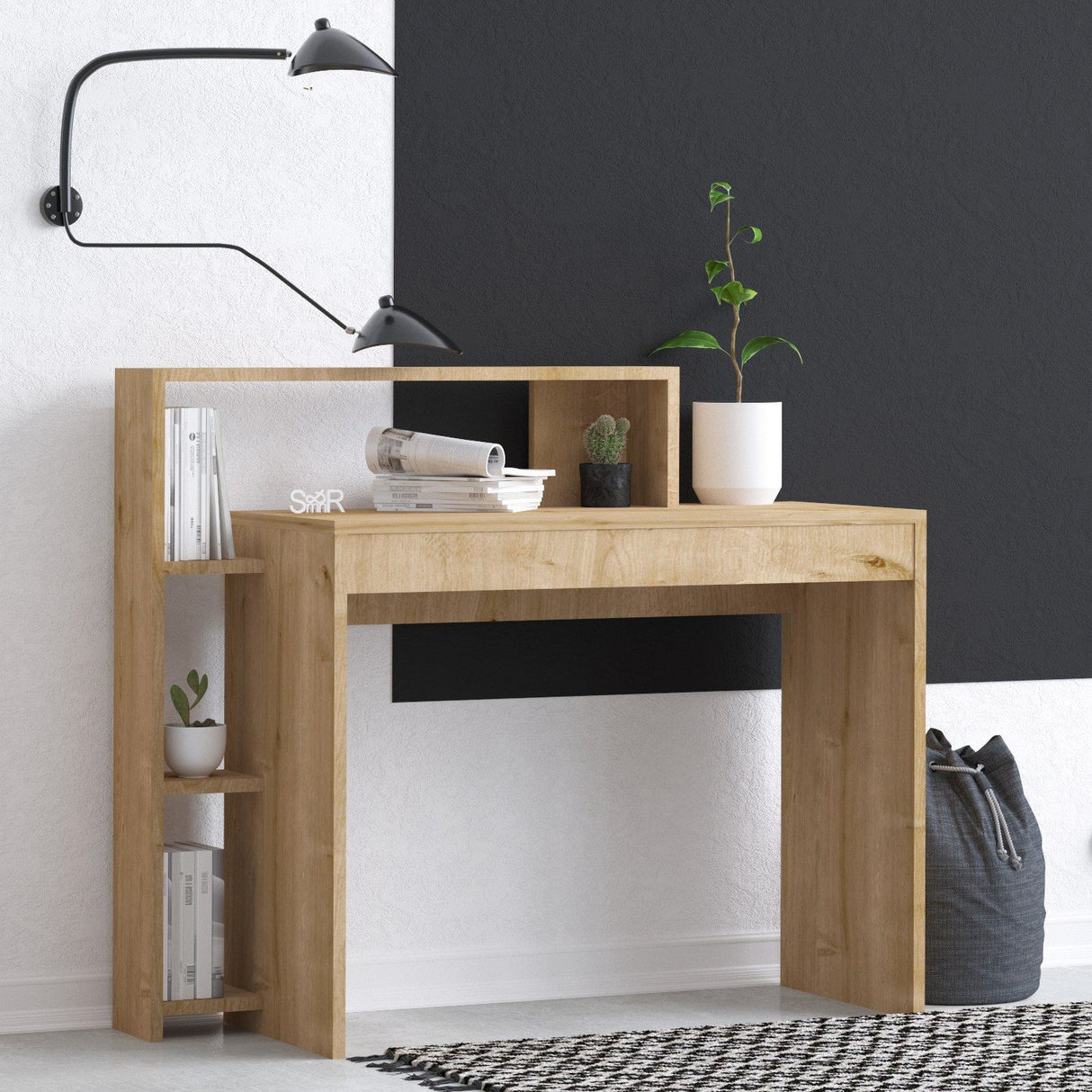 Trella (95 x 117 x 45 cm) Skrivbord för studier Ek