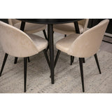 Plaza, Sammet Rund matgrupp Beige, Svart, 4st