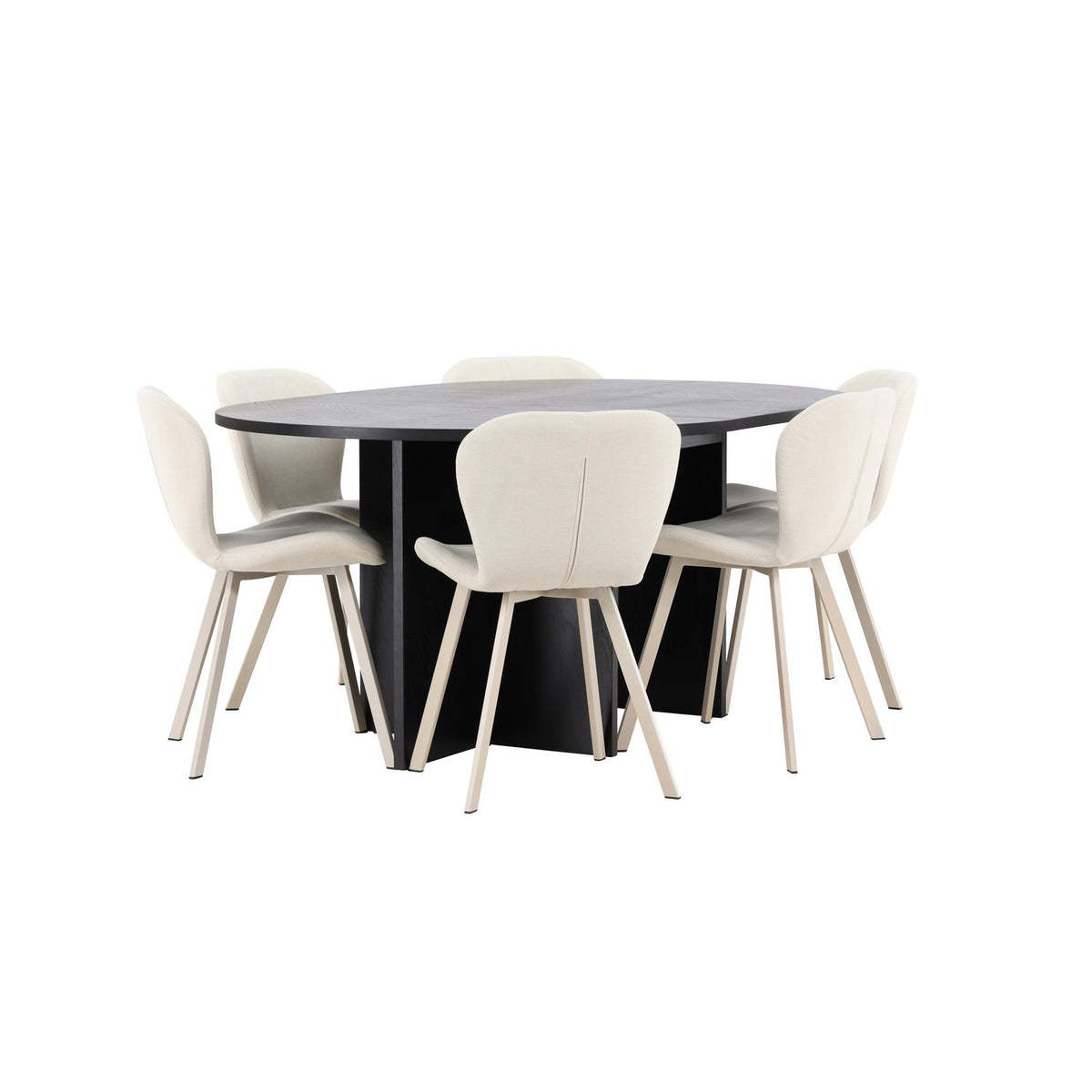 Strada, Lilja Oval matgrupp Beige, Svart, ⌀120