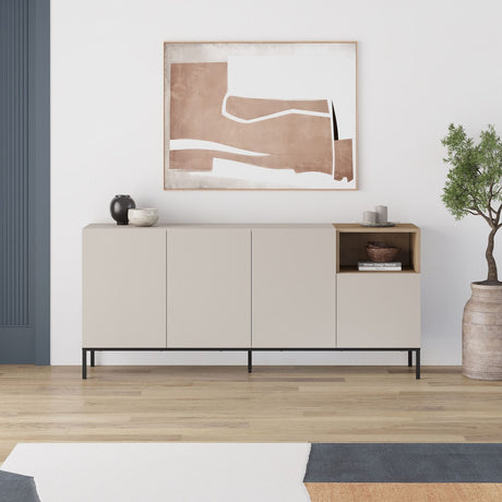 Helsingfors 180 (180 x 80 x 41,8 cm) Konsolbord Sandsten naturlig ek svart