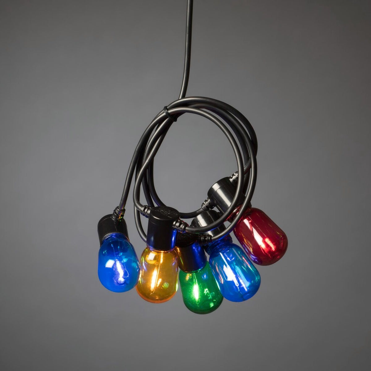 E14 Ovala LED Svart kabel 6V/IP44 Ljusslinga Ute 40 Lampor (9.75m), Varmvit